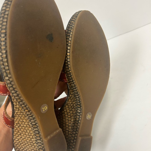 Spring Step Sandals Women 41 US 10 Leather Flower Wedges Red Black Gardenia Boho - Picture 10 of 11